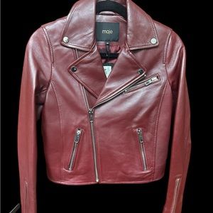 Maje Bexita Burgundy Learher Jacket 36